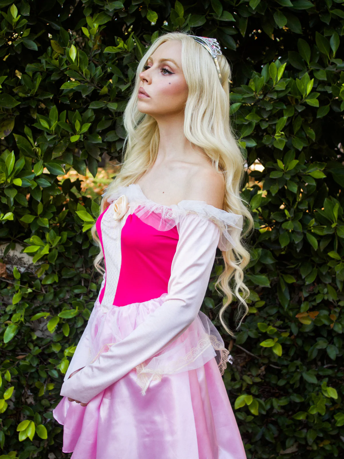 Pink 1940s Princess Off Shoulder Tulle Party Dress - Image 2