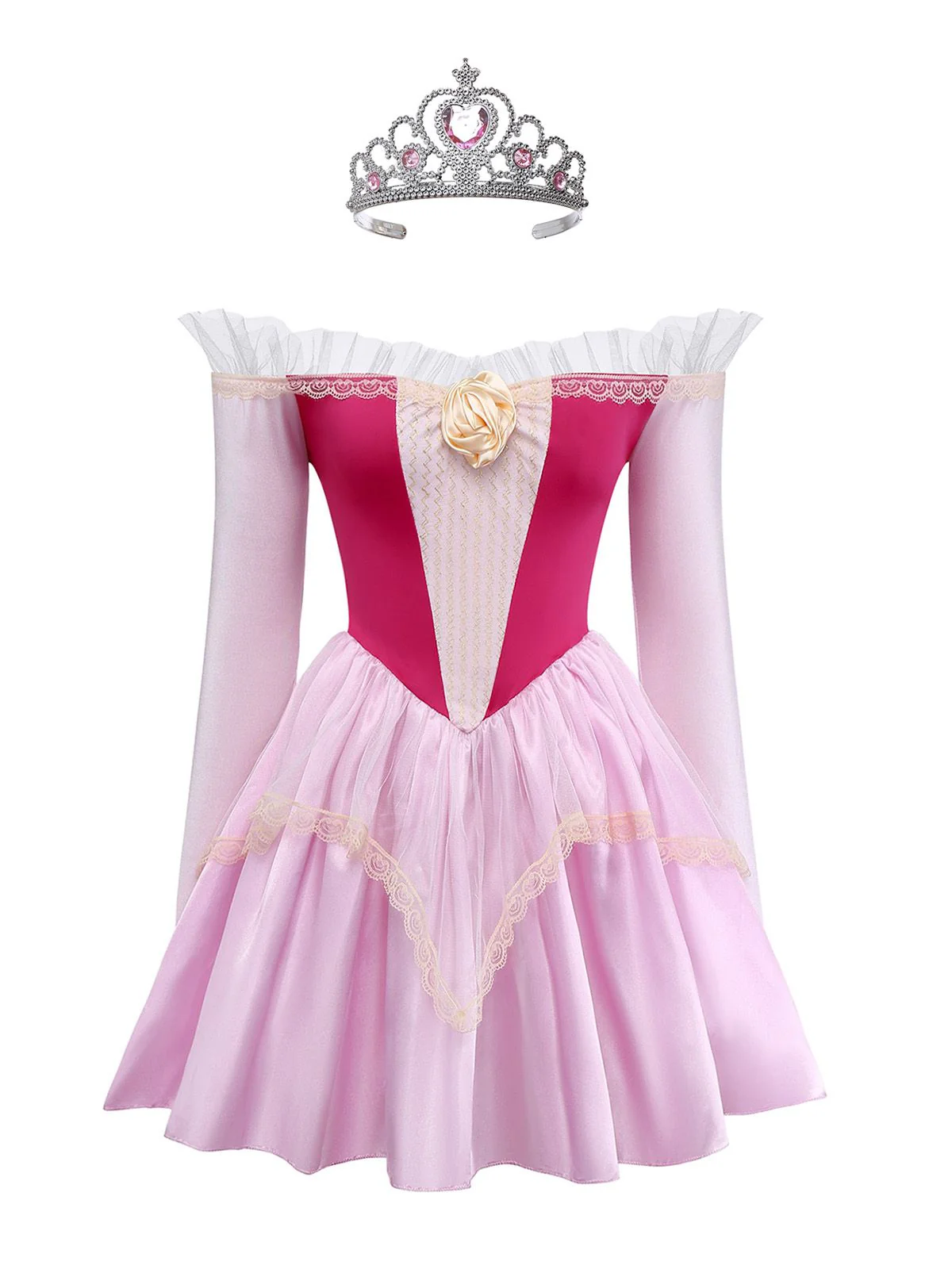 Pink 1940s Princess Off Shoulder Tulle Party Dress - Image 2