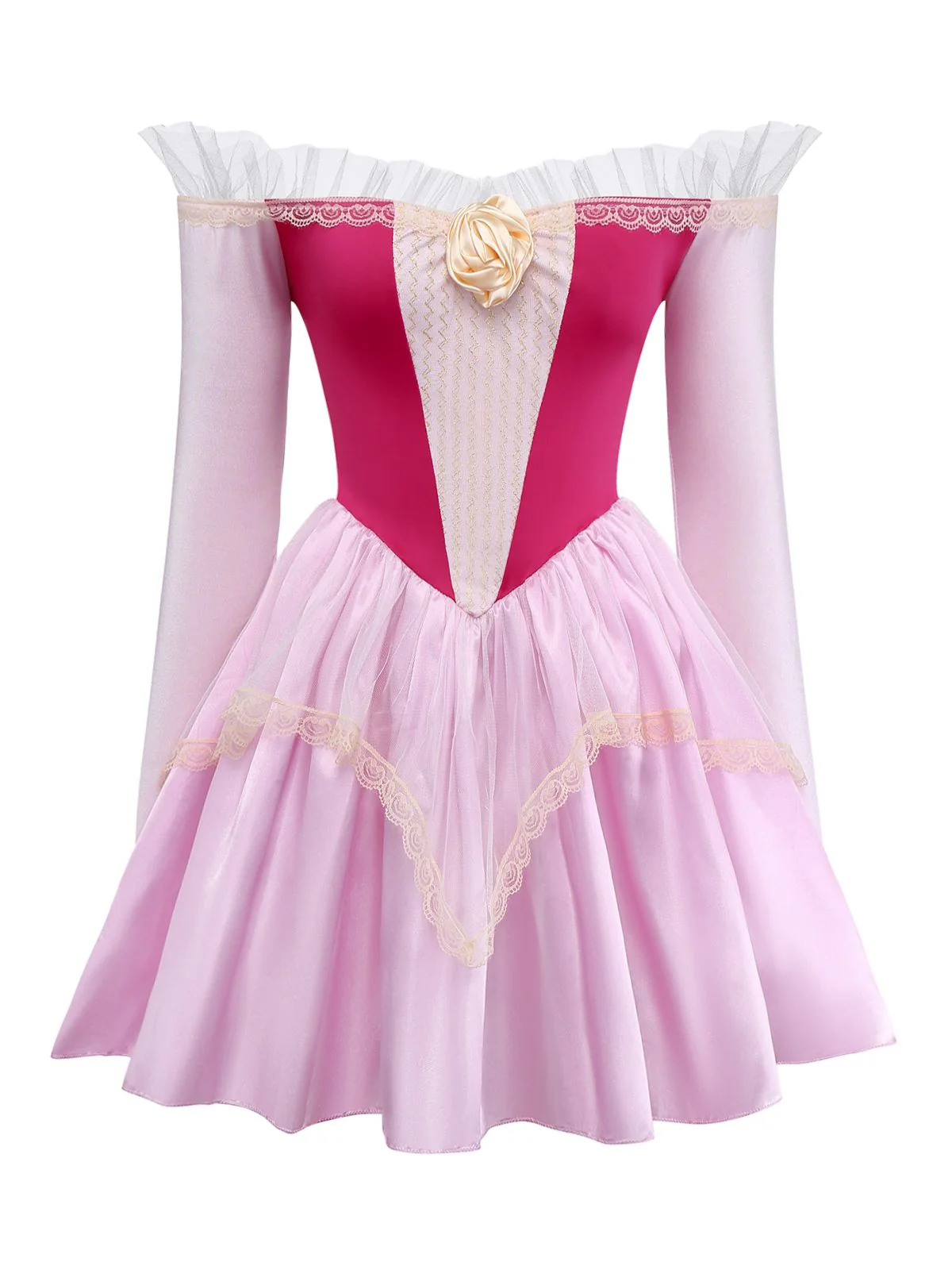 Pink 1940s Princess Off Shoulder Tulle Party Dress - Image 3
