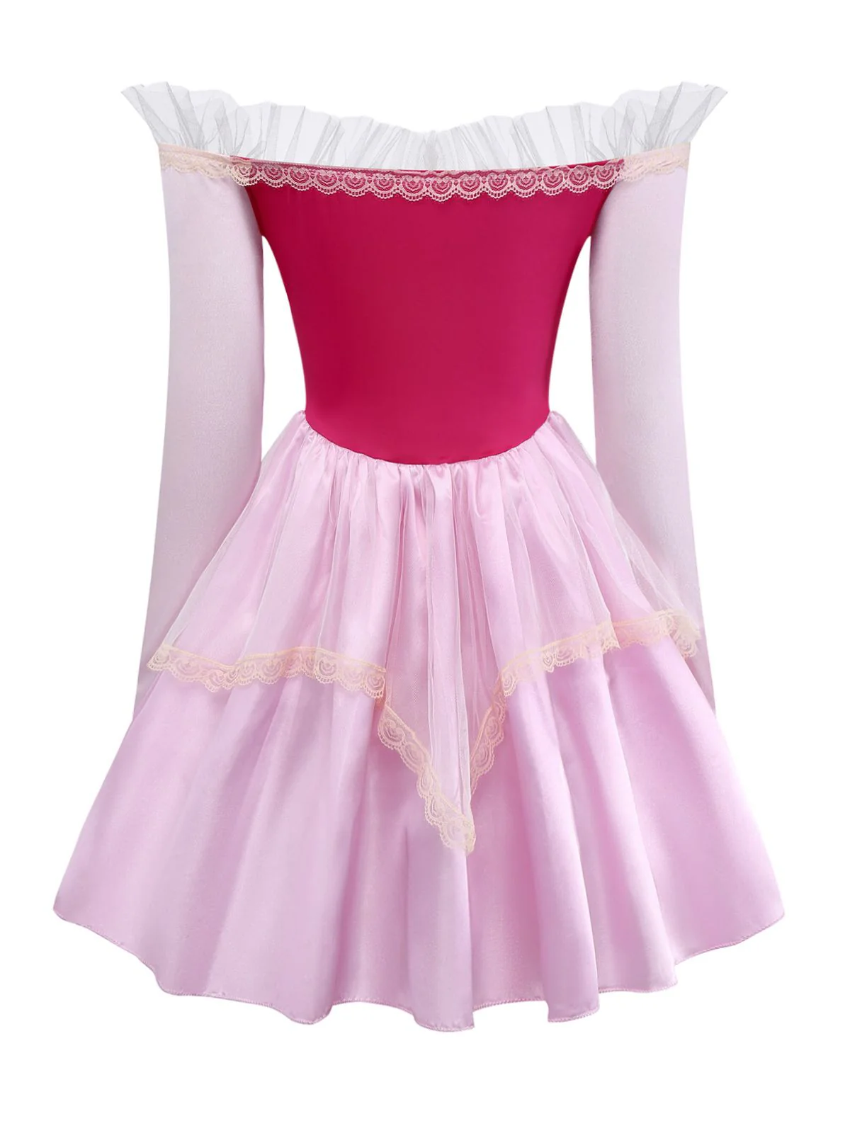 Pink 1940s Princess Off Shoulder Tulle Party Dress - Image 4