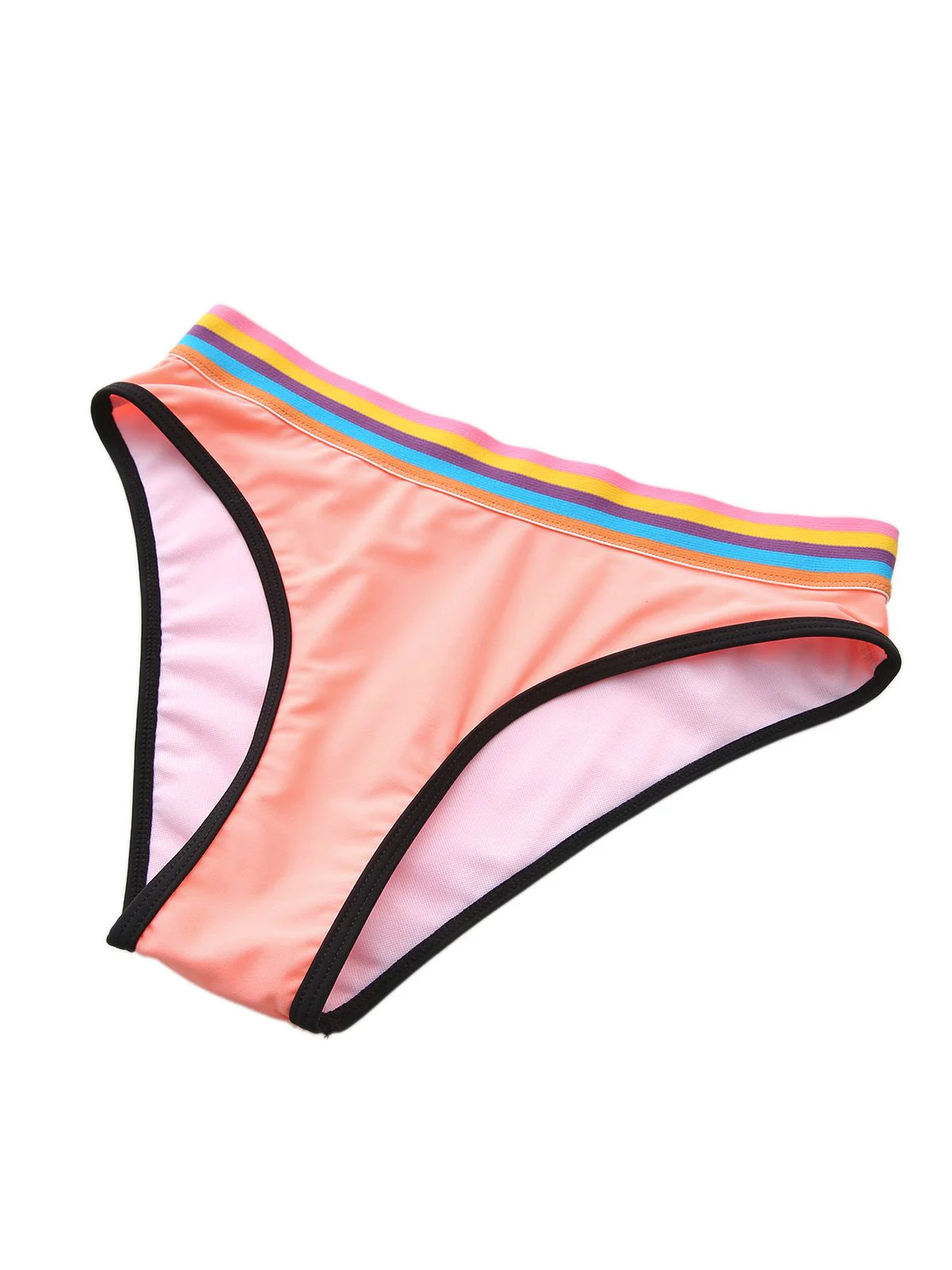 Pink 1940s Rainbow Striped Triangle Bikini Set - Image 6