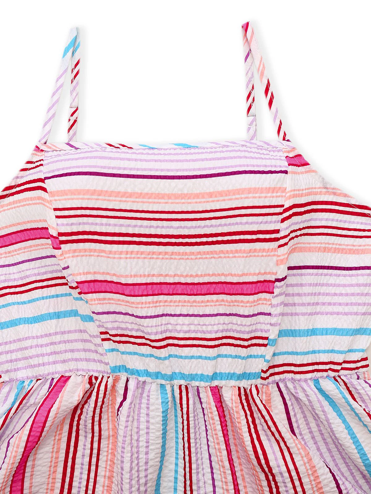 Pink 1940s Rainbow Striped Tube Dress - Image 3