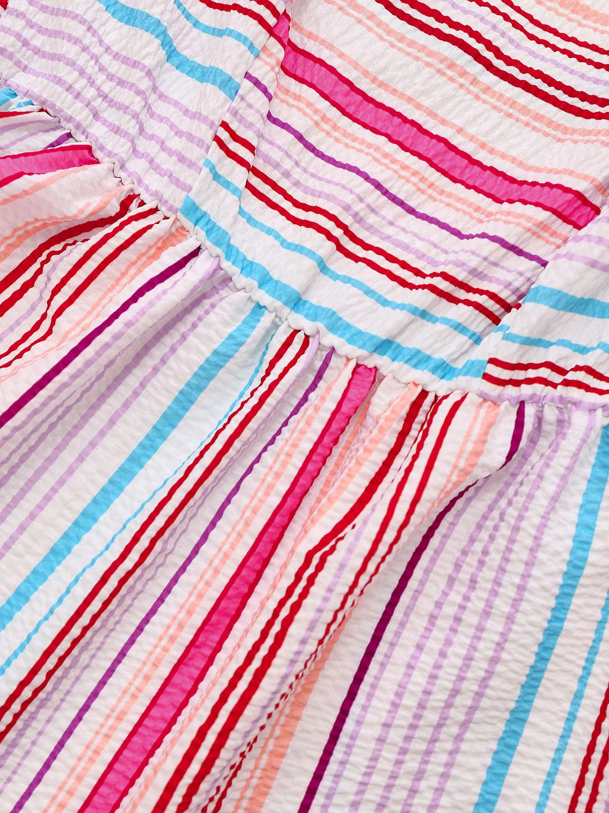 Pink 1940s Rainbow Striped Tube Dress - Image 4