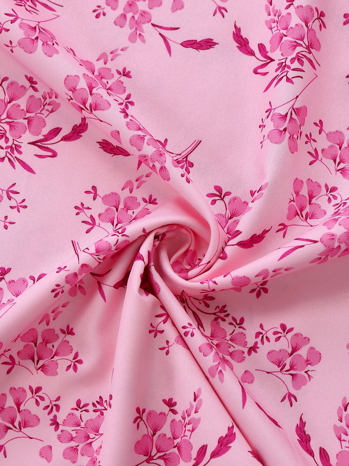 Pink 1940s Square Neck Puff Sleeve Floral Dress - Image 7