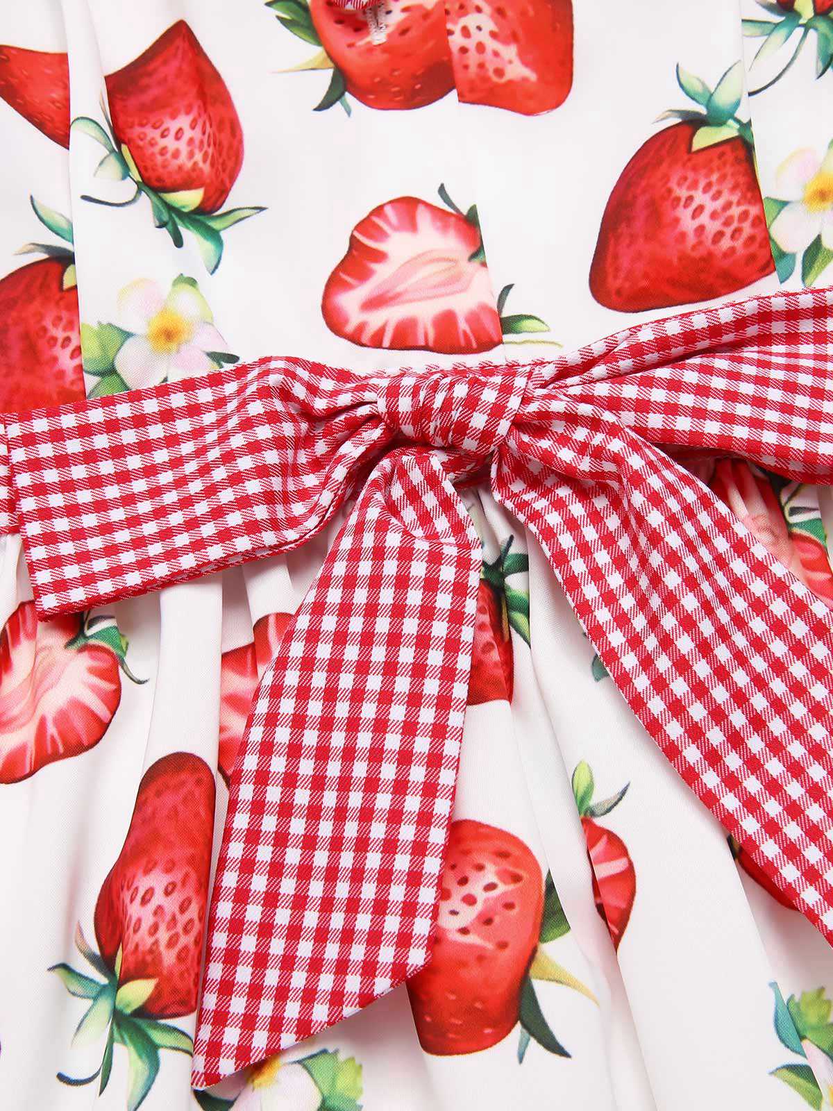 Pink 1940s Strawberry Plaid Shirt Collar Dress - Image 7