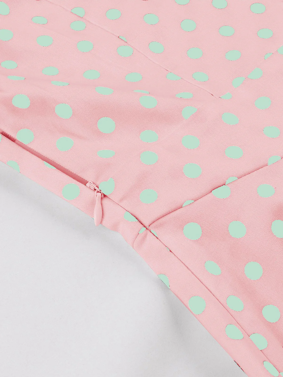Pink 1950s Blue Polka Dot Lapel Dress - Image 3