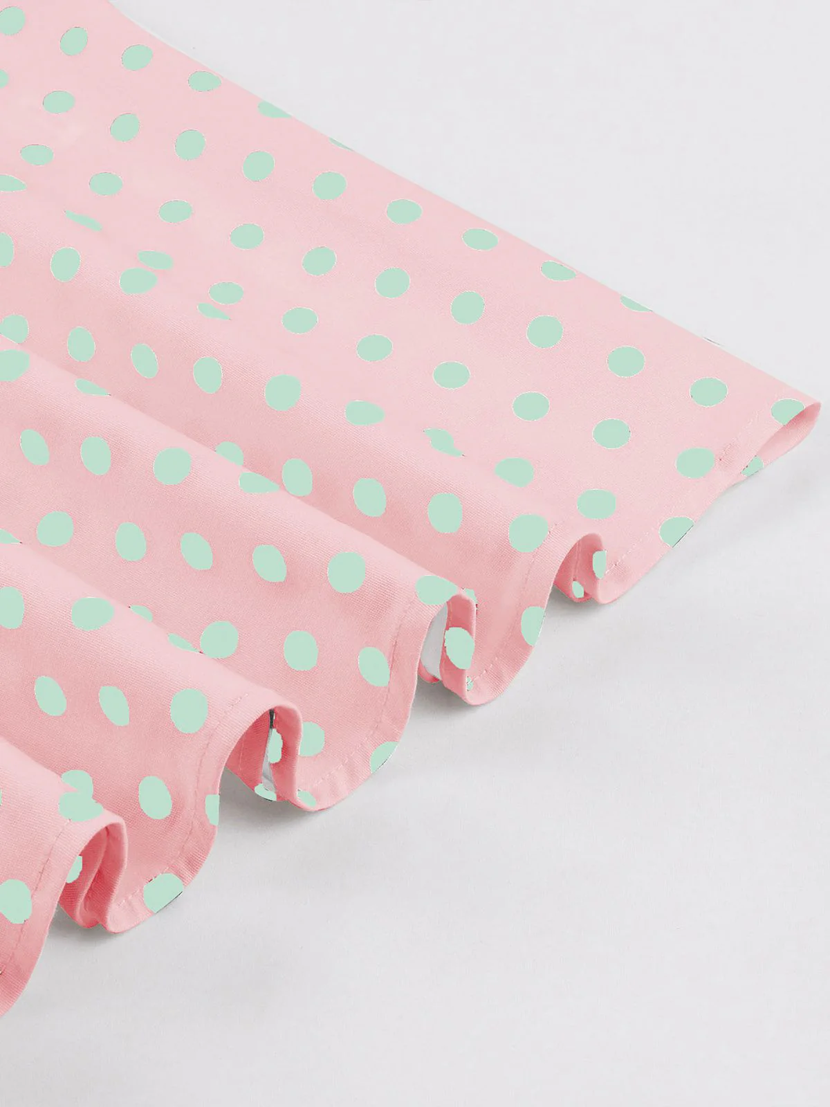 Pink 1950s Blue Polka Dot Lapel Dress - Image 4