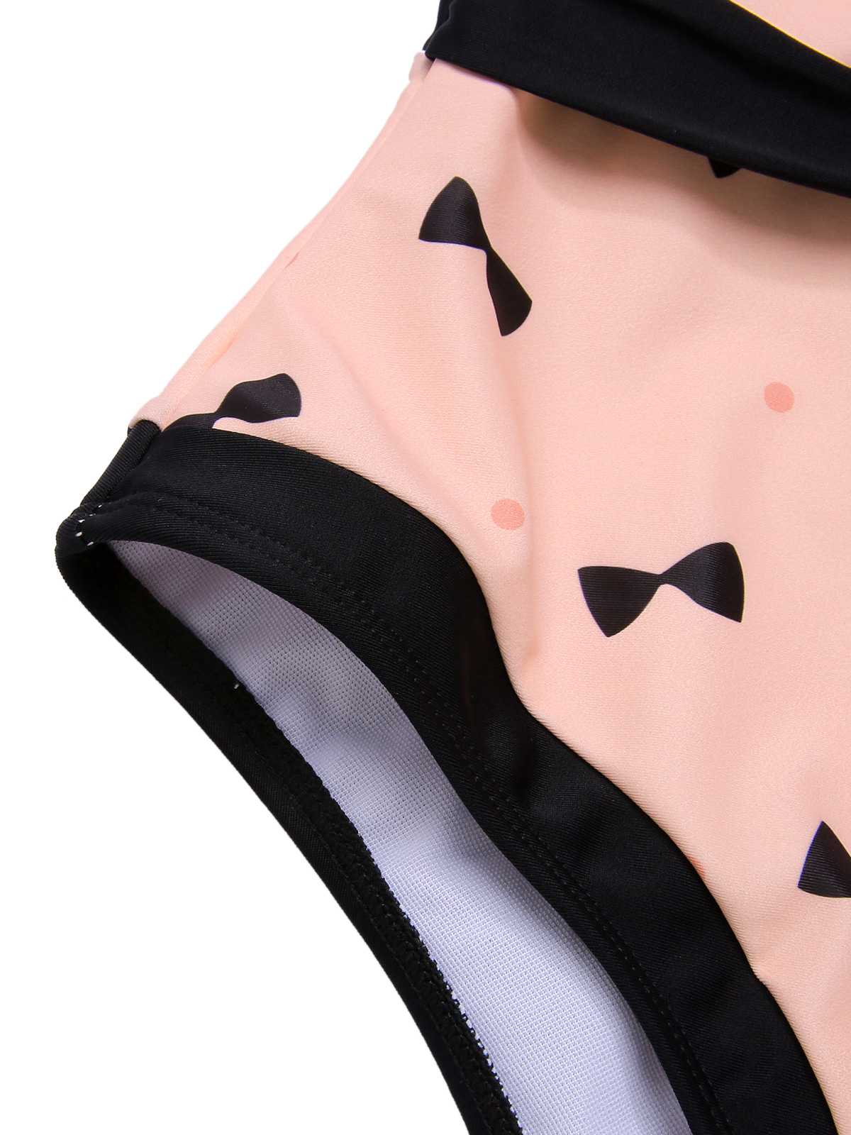 Pink 1950s Bow Polka Dots Print One-Piece Swimsuit - Image 7