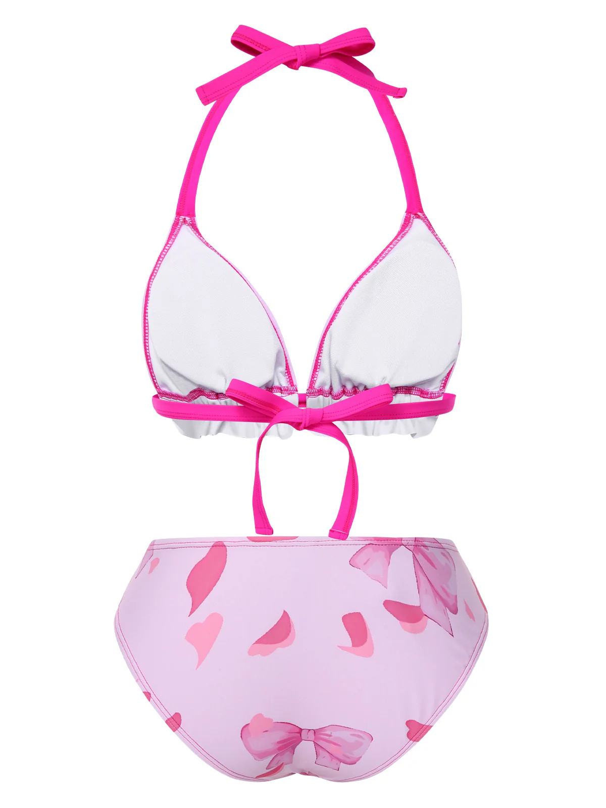Pink 1950s Bowknot Print Halter Bikini Set - Image 2