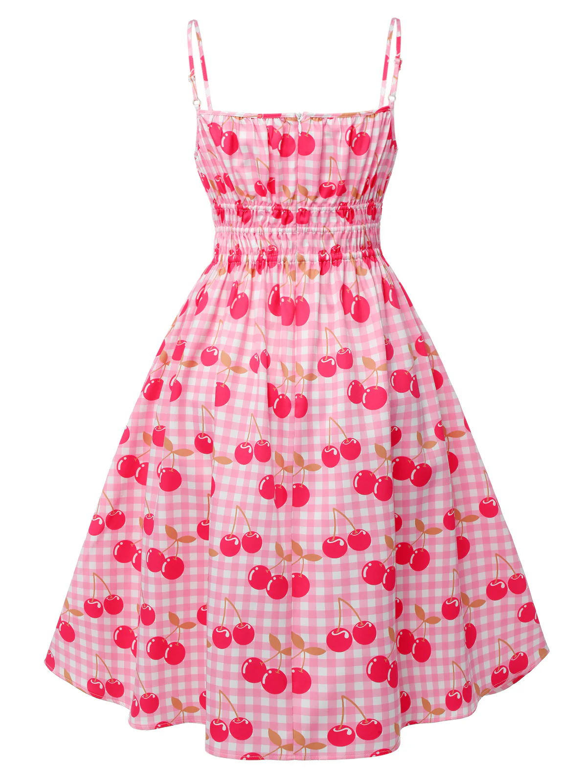 Pink 1950s Cherry Spaghetti Strap Dress - Image 4
