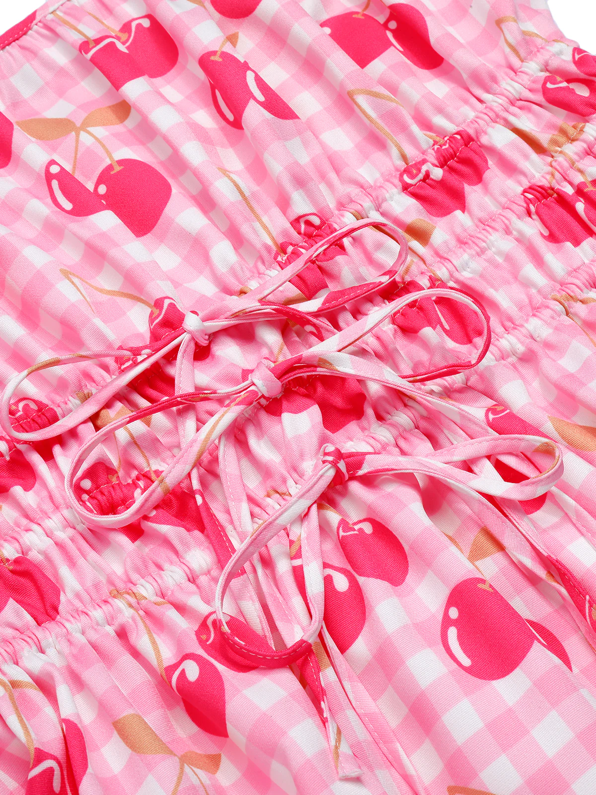 Pink 1950s Cherry Spaghetti Strap Dress - Image 5