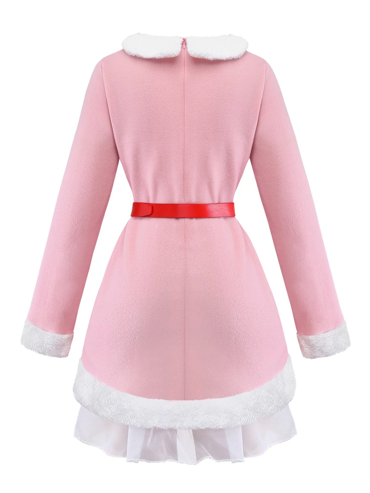 Pink 1950s Christmas Elf Plush-Edged Dress Set - Image 5
