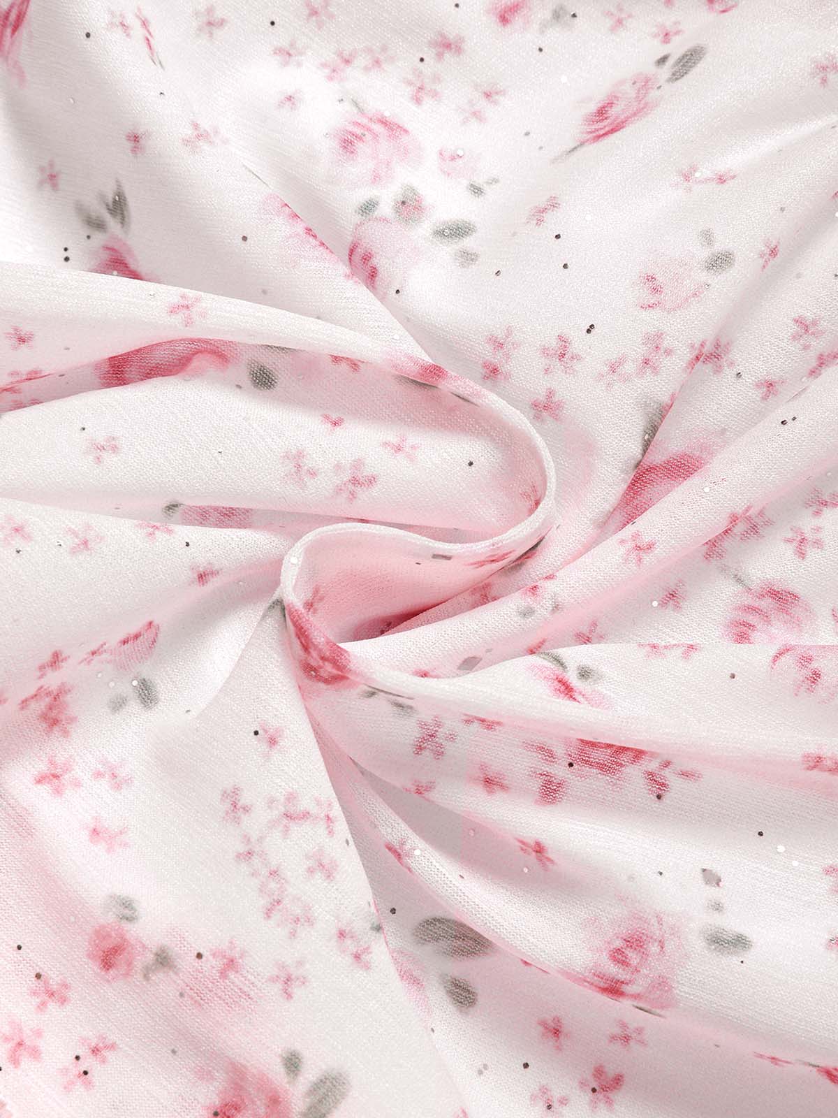 [Pre-Sale] Pink 1950s Ditsy Floral Ruffle Halter Chiffon Bikini Set - Image 5