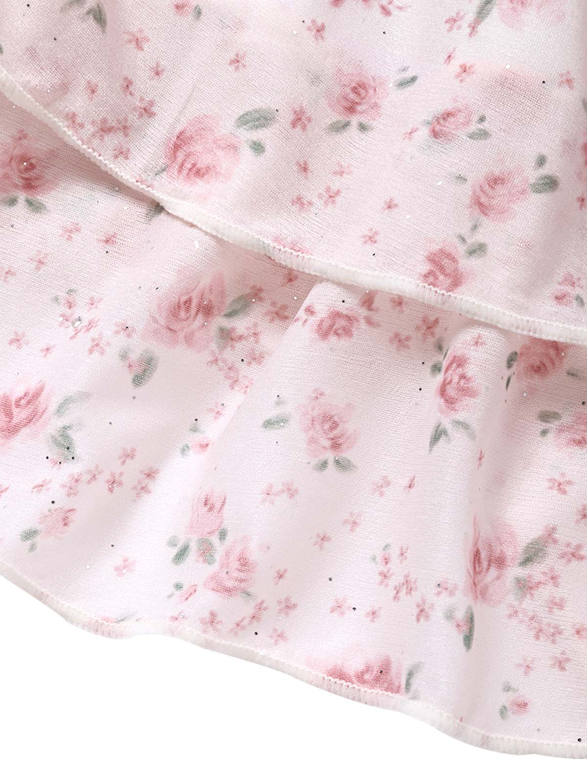 [Pre-Sale] Pink 1950s Ditsy Floral Ruffle Halter Chiffon Bikini Set - Image 6