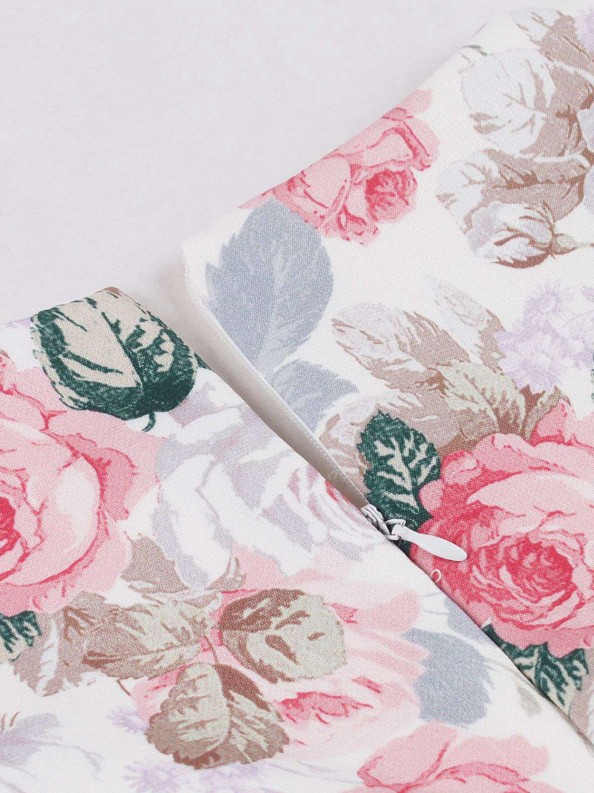 Pink 1950s Floral Bow Sweetheart Neck Swing Dress - Image 4