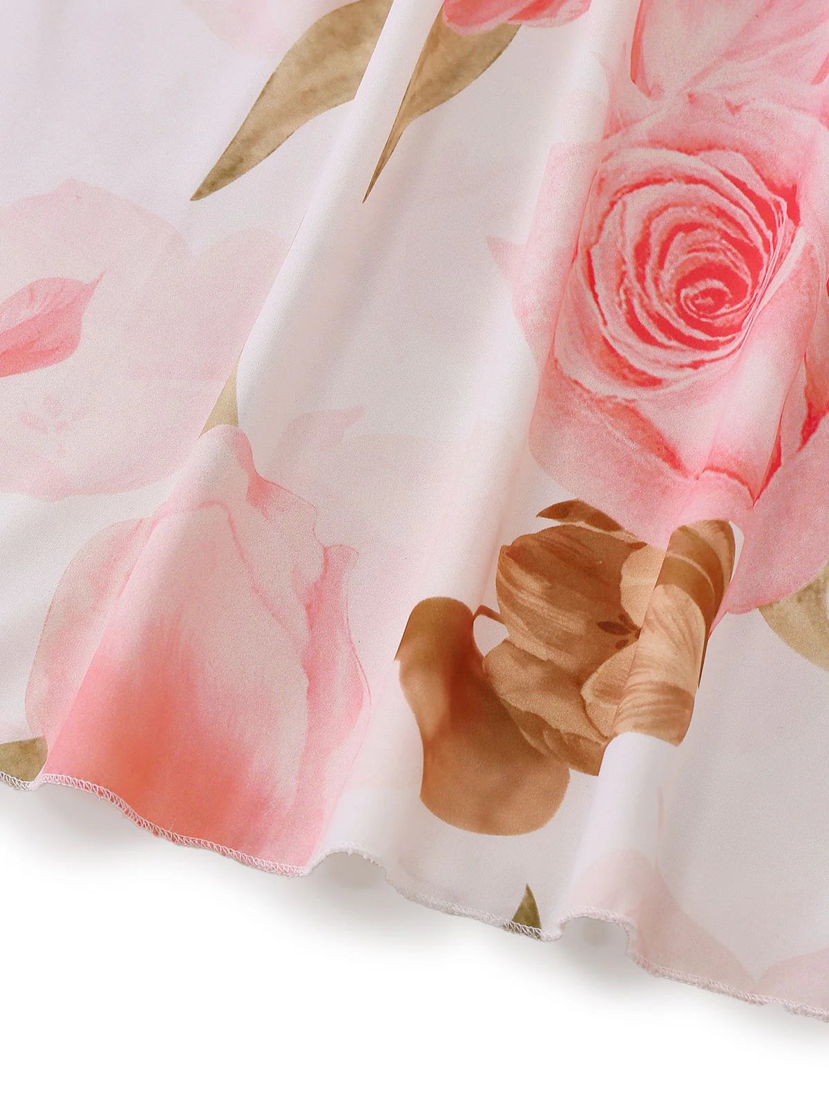 Pink 1950s Floral Print V-neck Puff-Sleeve Maxi Dress - Image 6
