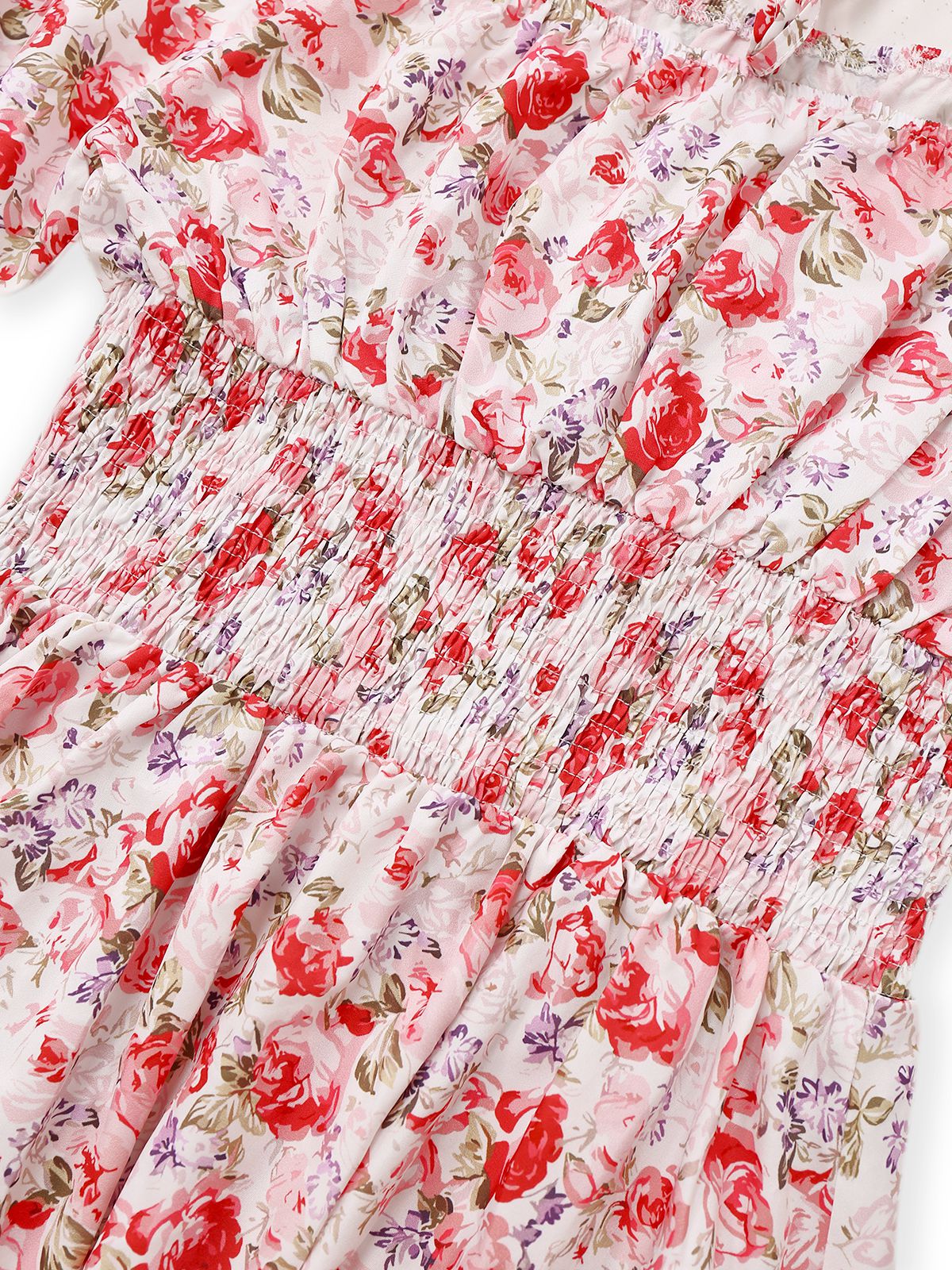 PInk 1950s Floral Puff Sleeve Pleated Dress - Image 4