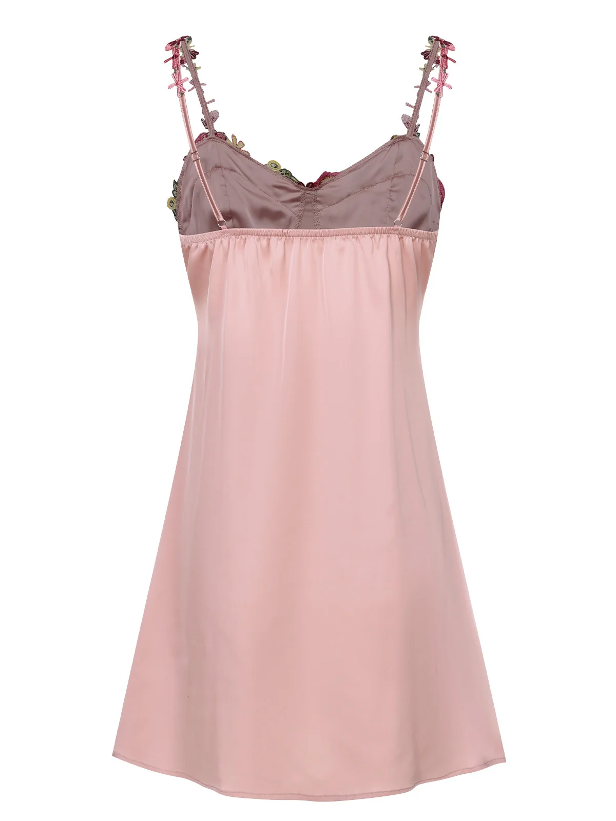 Pink 1950s Flower Embroidered Suspender Nightgown - Image 3