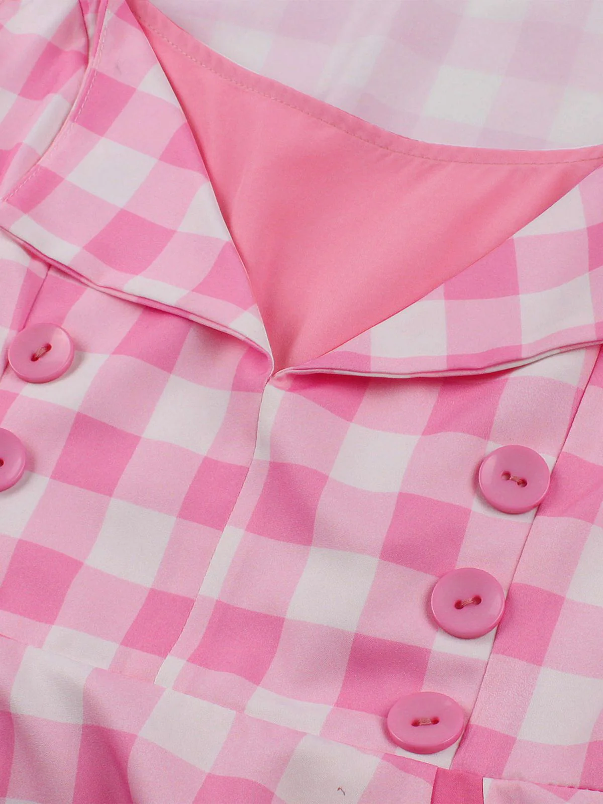 Pink 1950s Gingham Plaid Sleeveless Dress - Image 3