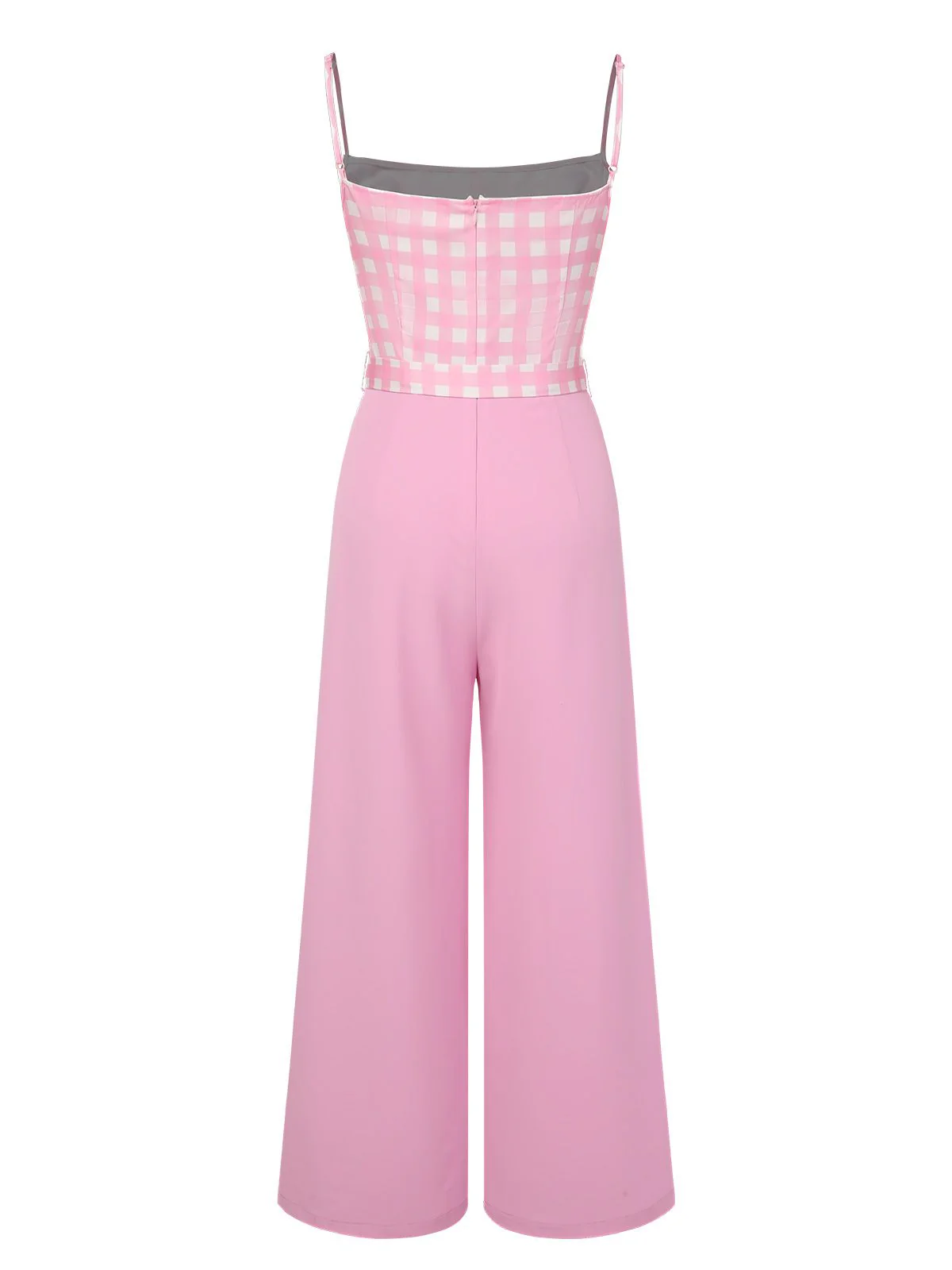 Pink 1950s Gingham Plaid Suspender Jumpsuit - Image 5