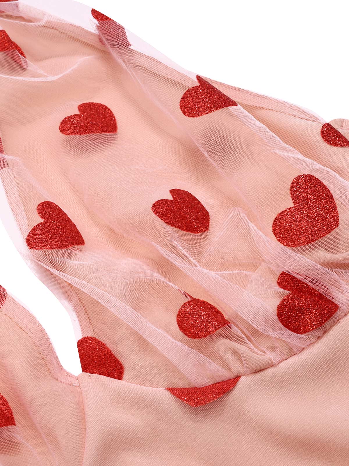 Pink 1950s Halter Heart Mesh Dress - Image 6