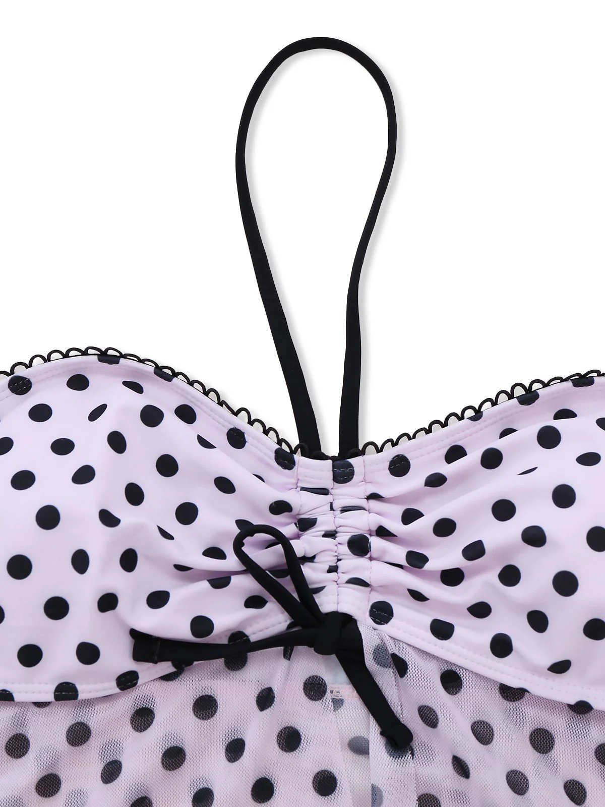 Pink 1950s Halter Polka Dot Bow Tankini Set - Image 7