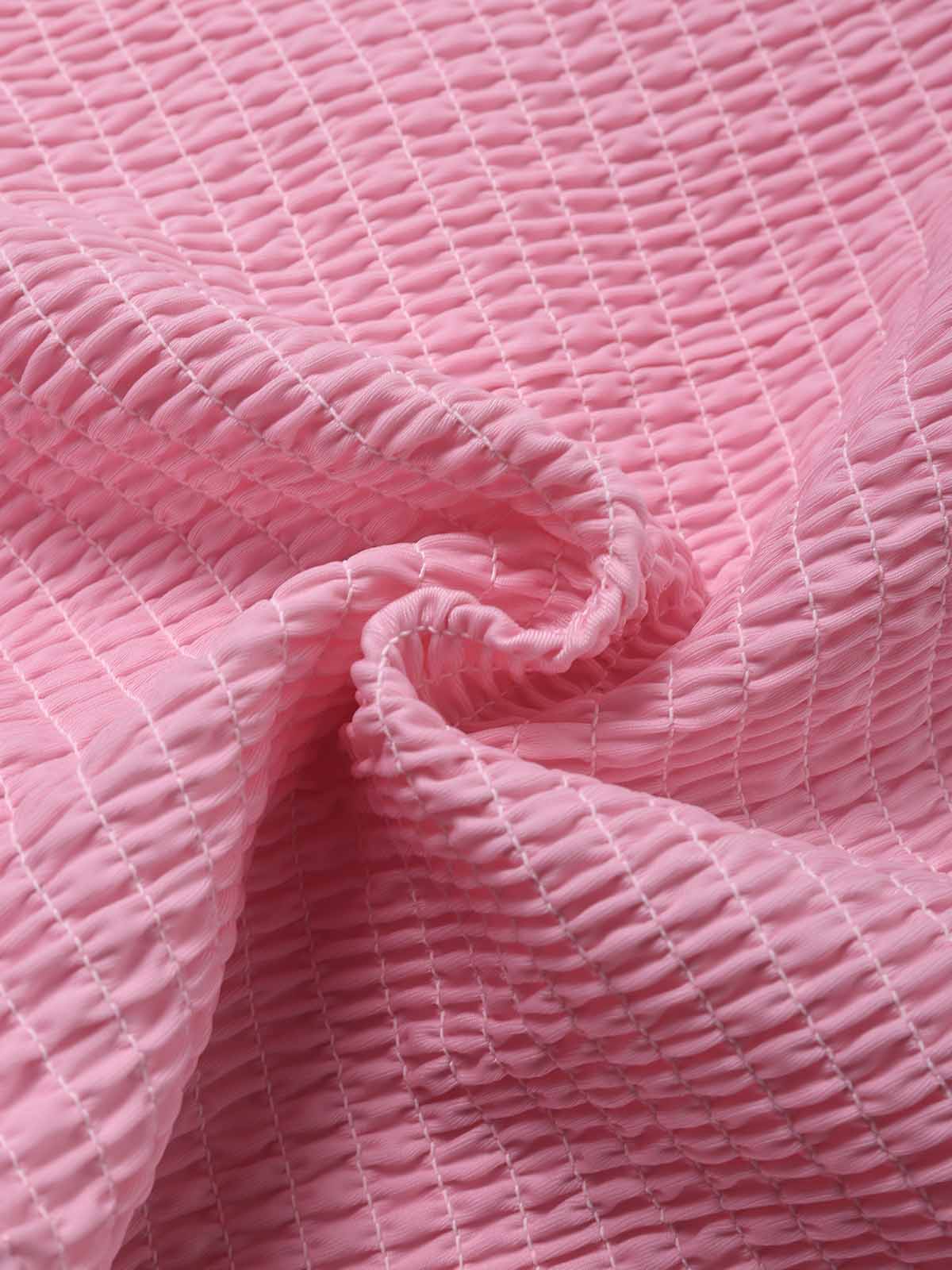 [Pre-Sale] Pink 1950s Halter Smocked Bikini Set & Strawberry Cover Top - Image 9