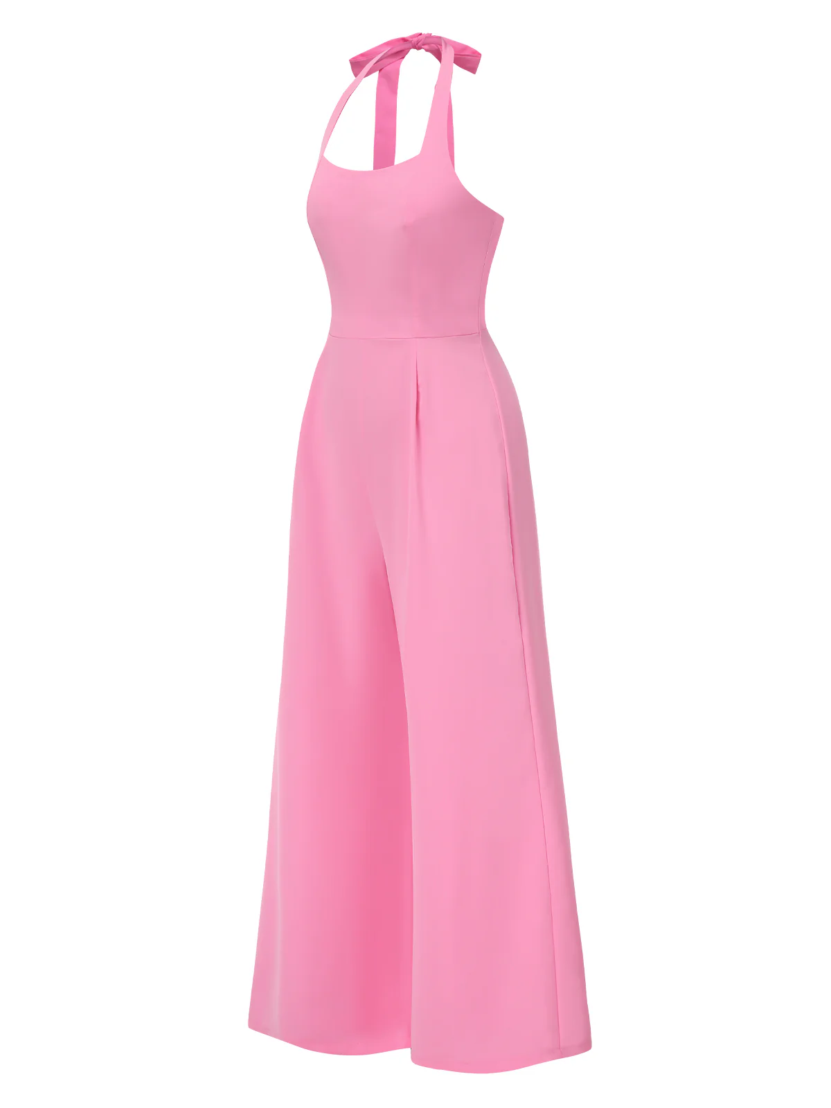 Pink 1950s Halter Solid Jumpsuit - Image 2