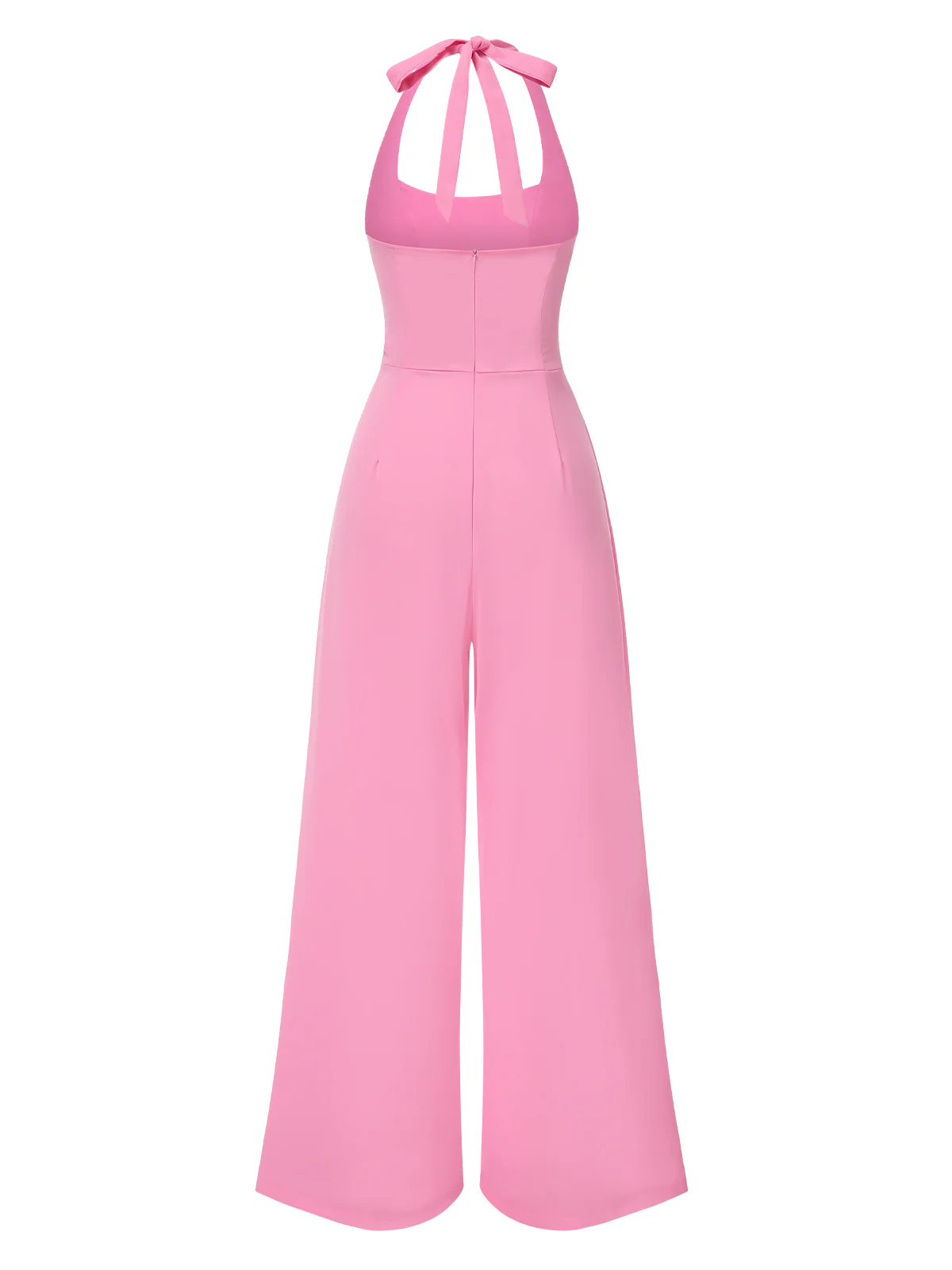 Pink 1950s Halter Solid Jumpsuit - Image 3