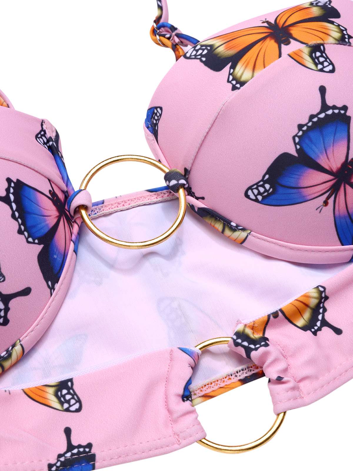 Pink 1950s Hollow Ring Butterfly Bikini Set - Image 3