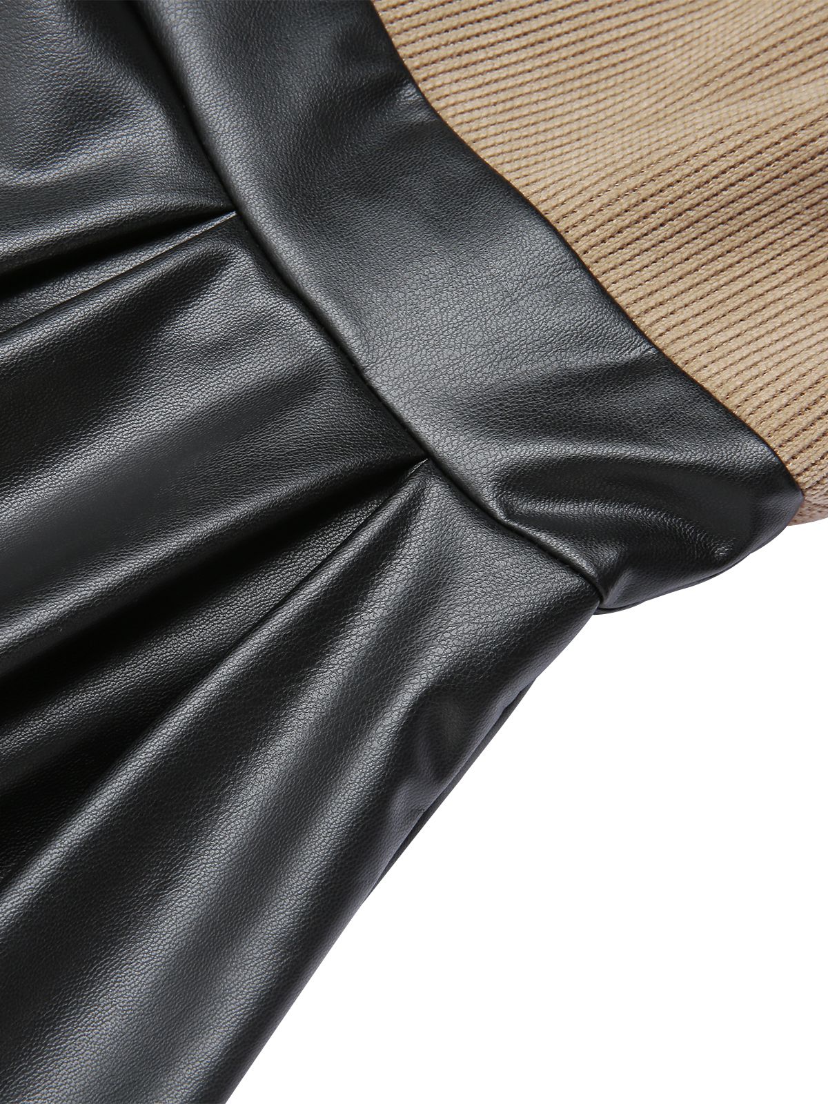 Khaki 1950s Knitted Leather Patchwork Dress - Image 7