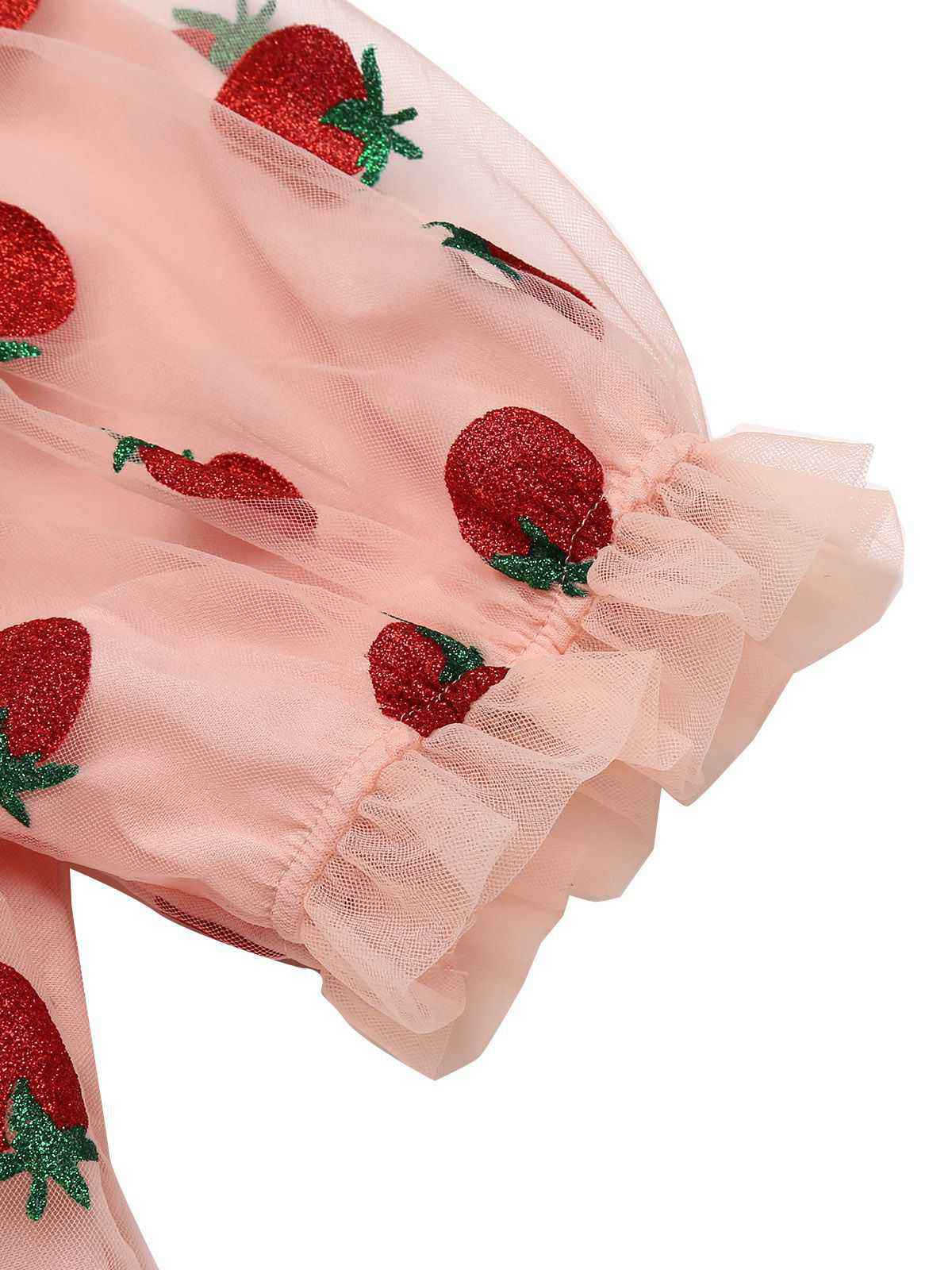 Pink 1950s Lace Strawberry Swing Dress - Image 15