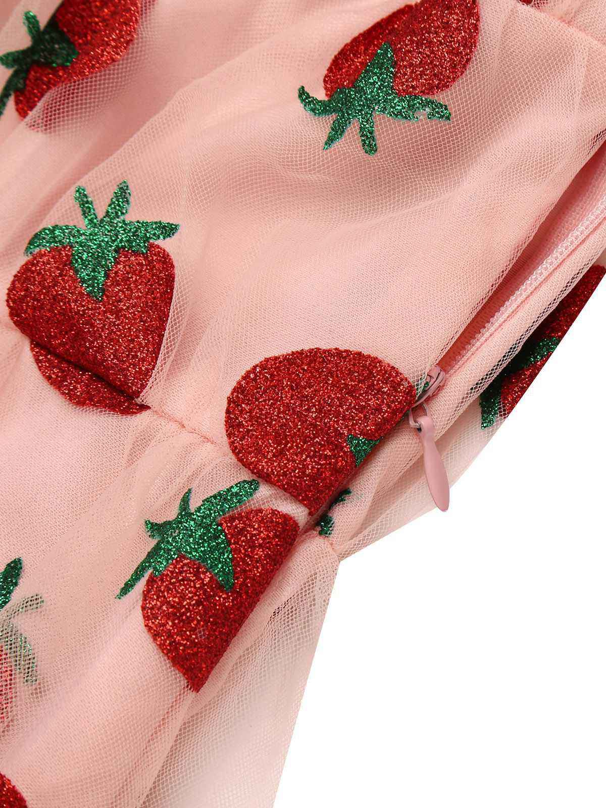 Pink 1950s Lace Strawberry Swing Dress - Image 18