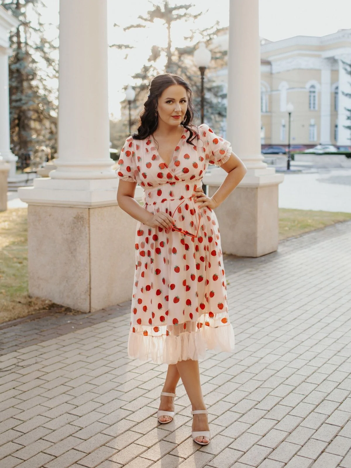 Pink 1950s Lace Strawberry Swing Dress - Image 7