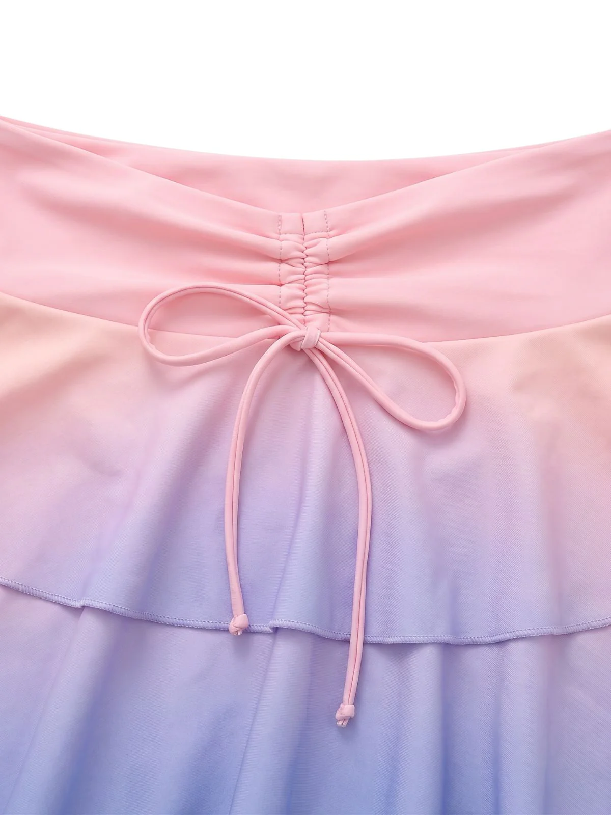 [Pre-Sale] Pink 1950s Pastel Ombre Halter Ruffle Skirted Bikini Set - Image 4