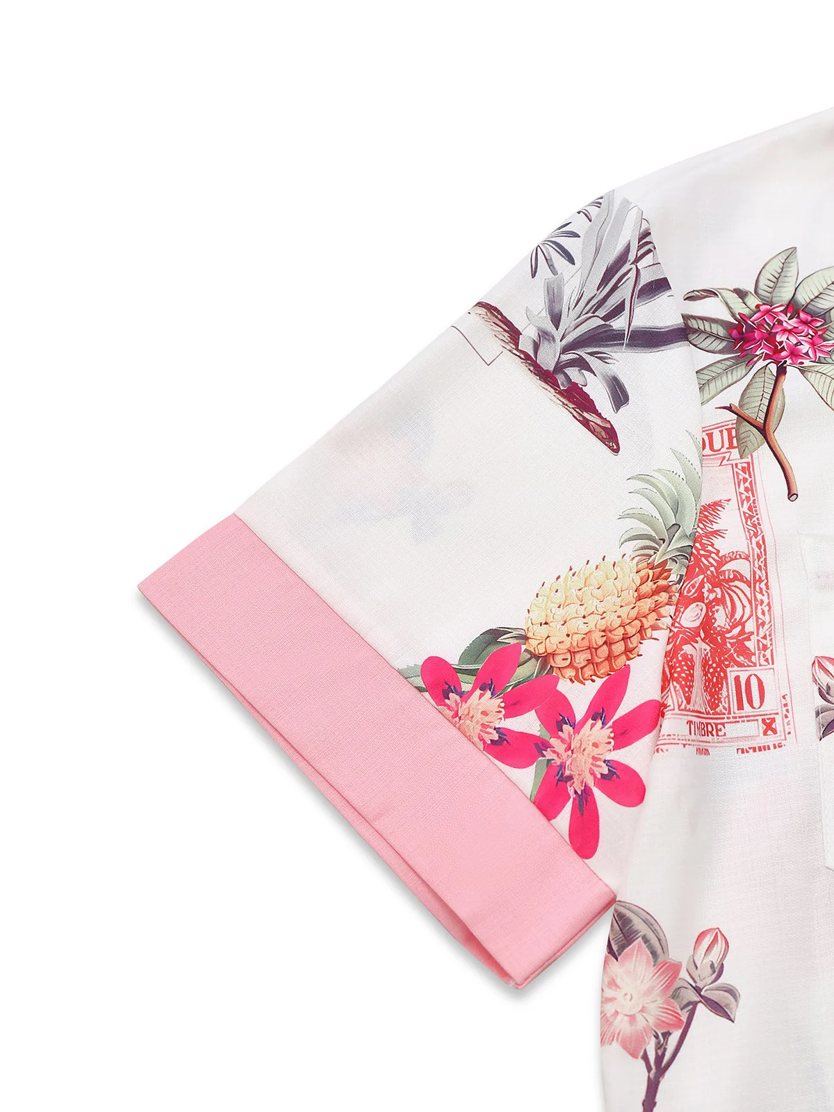Pink 1950s Pineapple Flower Belted Lapel Romper - Image 3