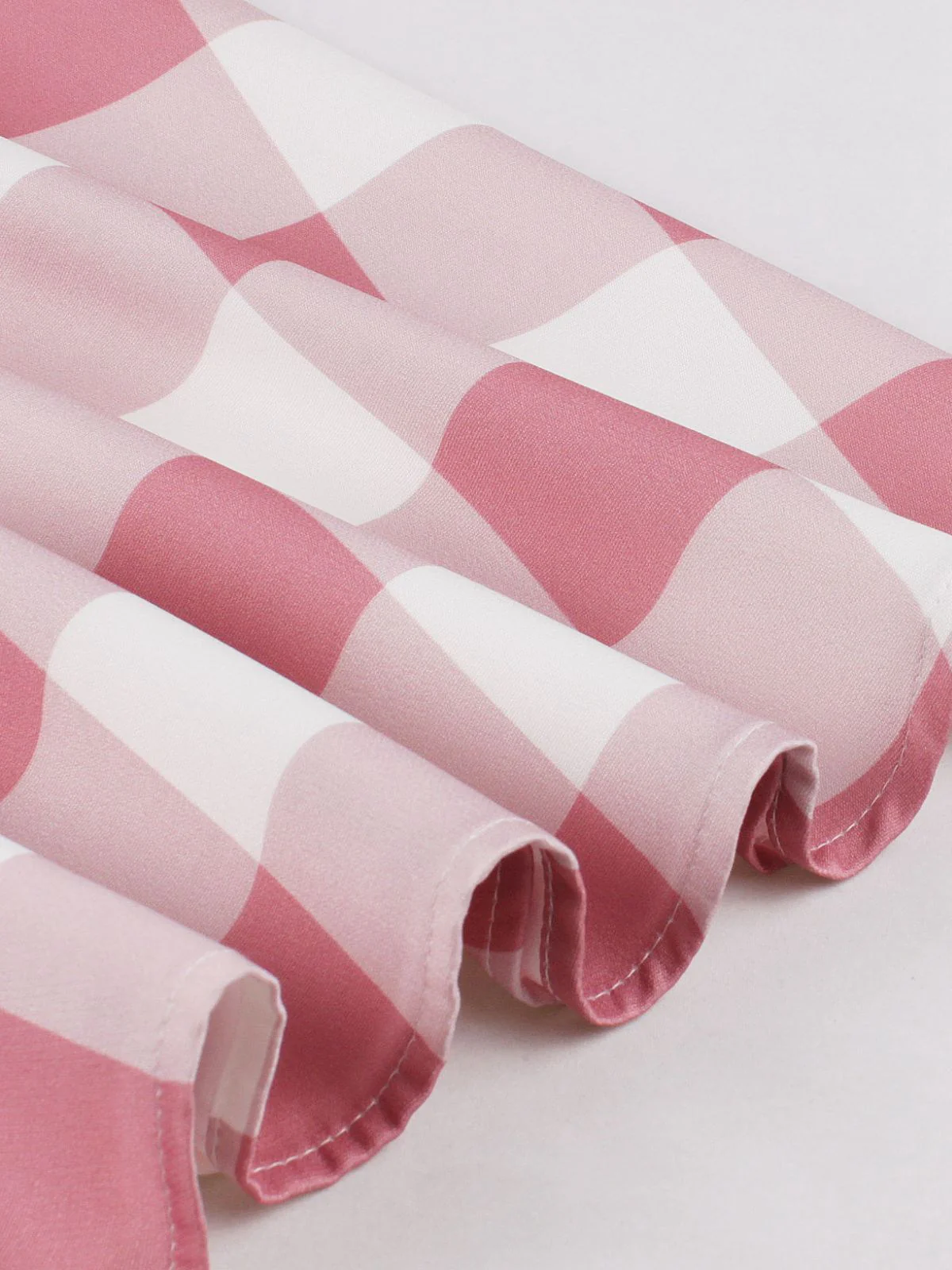 Pink 1950s Button Bow Gingham Plaid Dress - Image 6