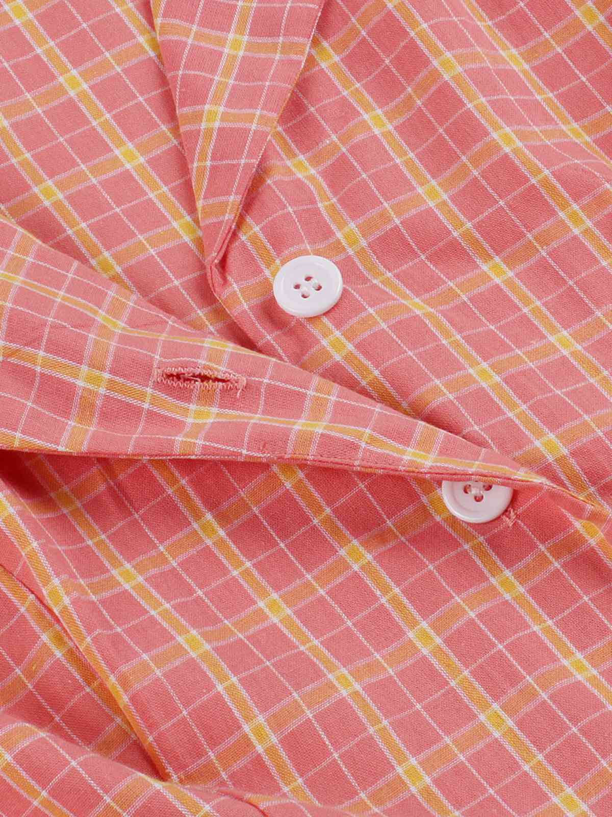 Pink 1950s Plaid Buttoned Lapel Belted Dress - Image 5