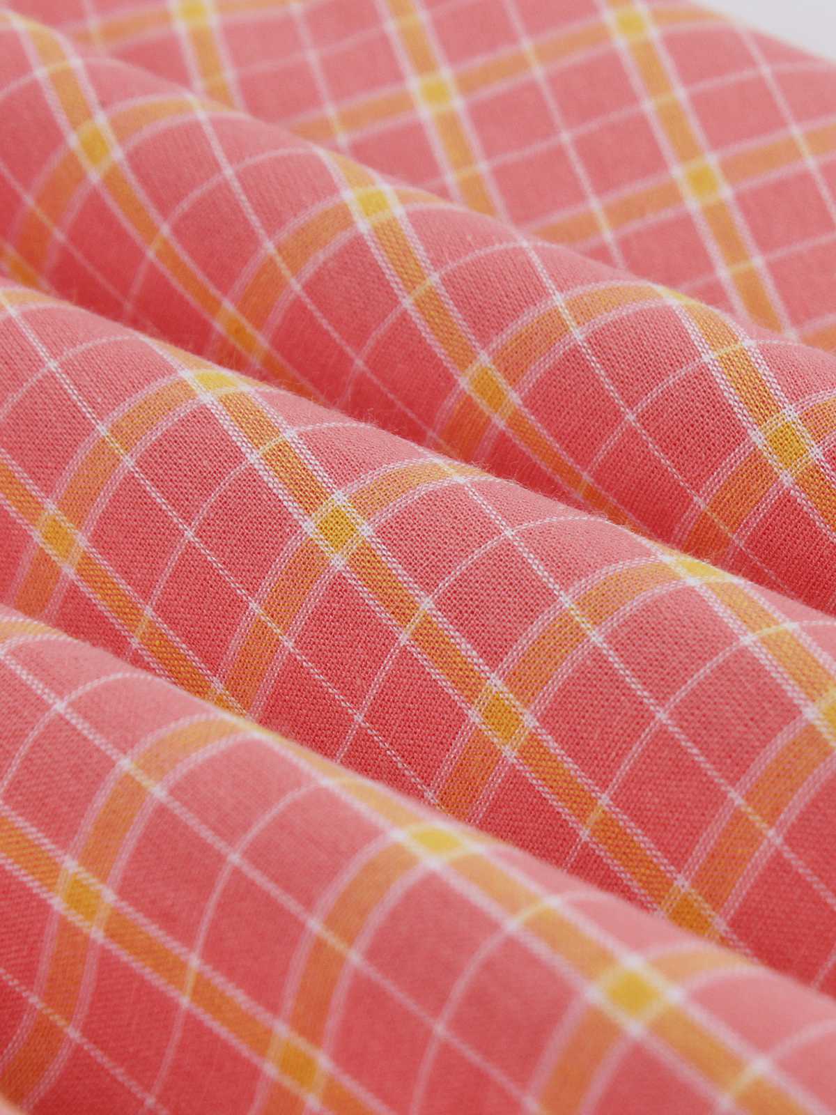 Pink 1950s Plaid Buttoned Lapel Belted Dress - Image 6