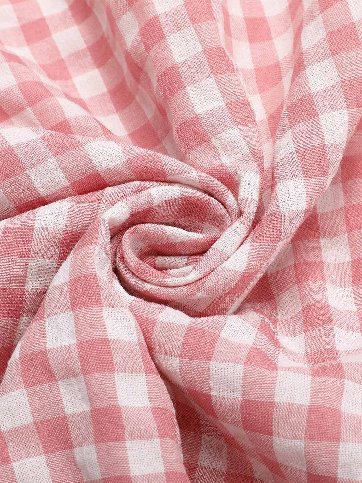 Pink 1950s Plaid Cotton Off-Shoulder Dress - Image 5