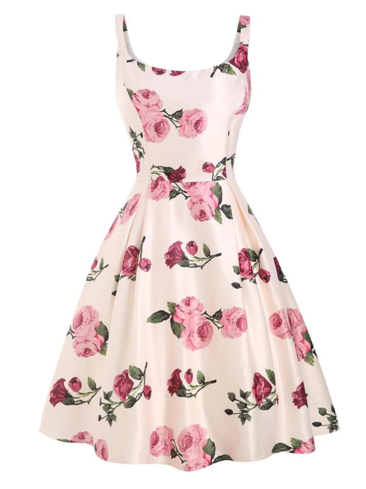 Pink 1950s Rose Floral Swing Dress - Image 4
