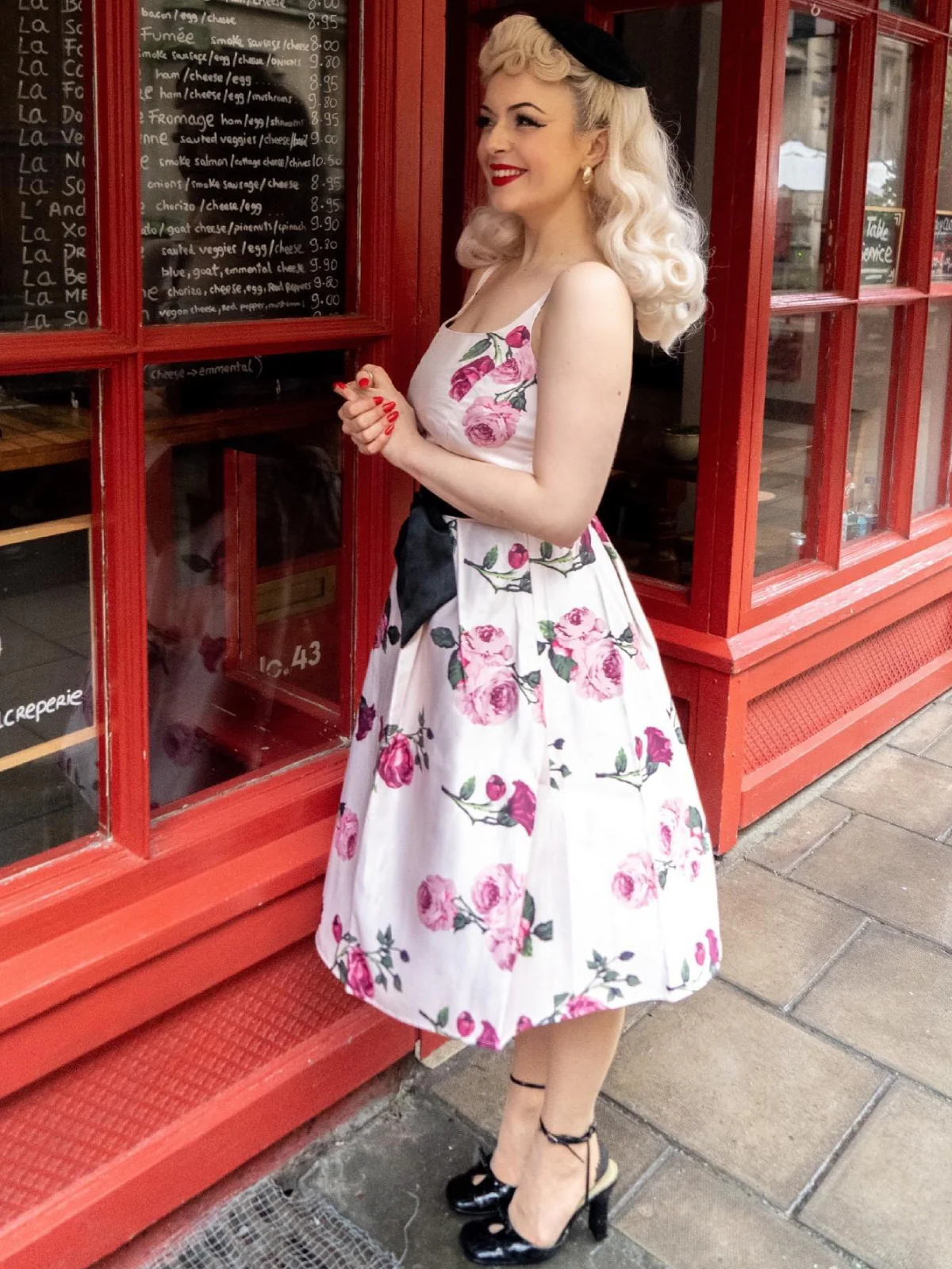 Pink 1950s Rose Floral Swing Dress - Image 3