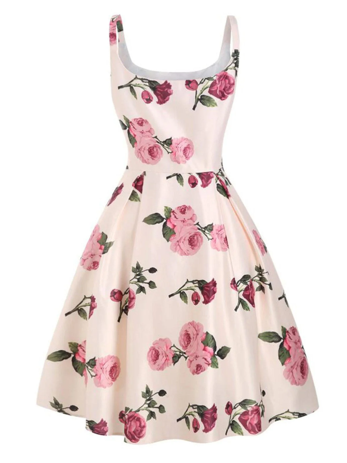 Pink 1950s Rose Floral Swing Dress - Image 3