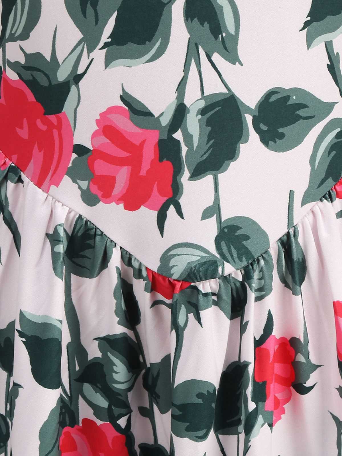 Pink 1950s Rose & Green Leaf Swing Dress - Image 8