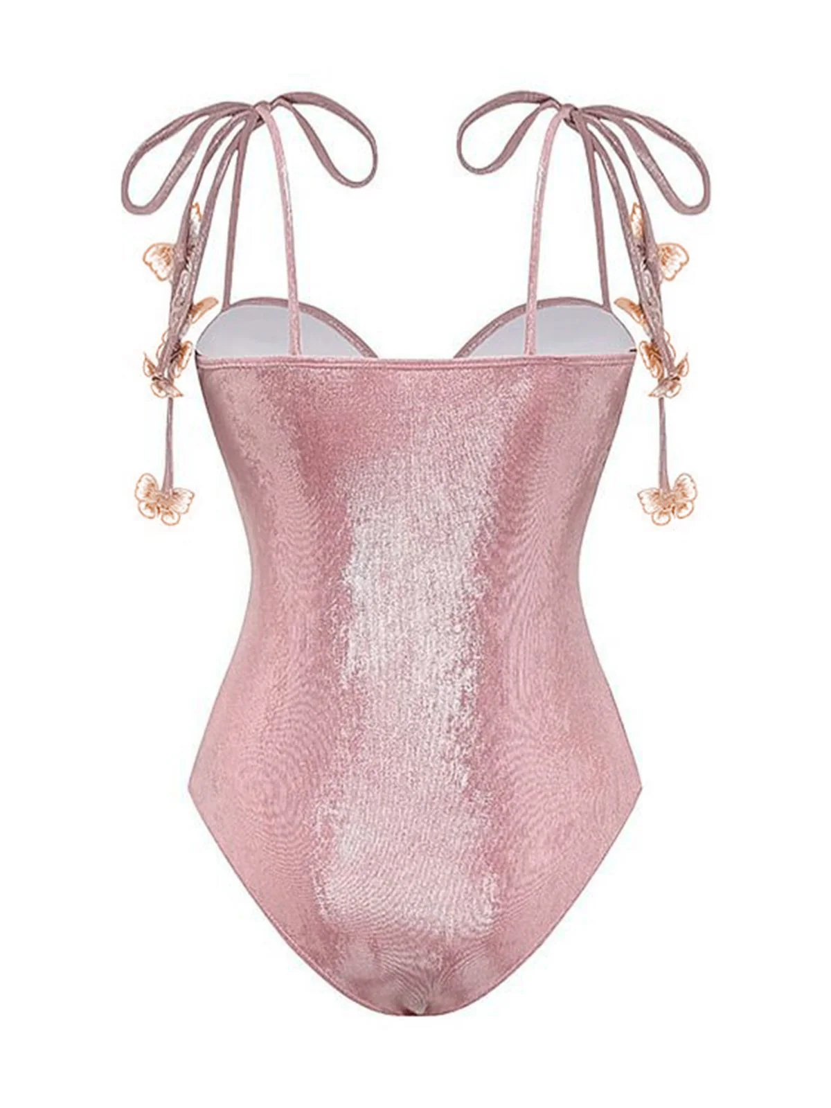 Pink 1950s Shimmery 3D Butterflies One-Piece Swimsuit - Image 2
