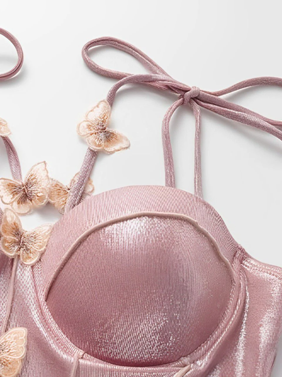 Pink 1950s Shimmery 3D Butterflies One-Piece Swimsuit - Image 3