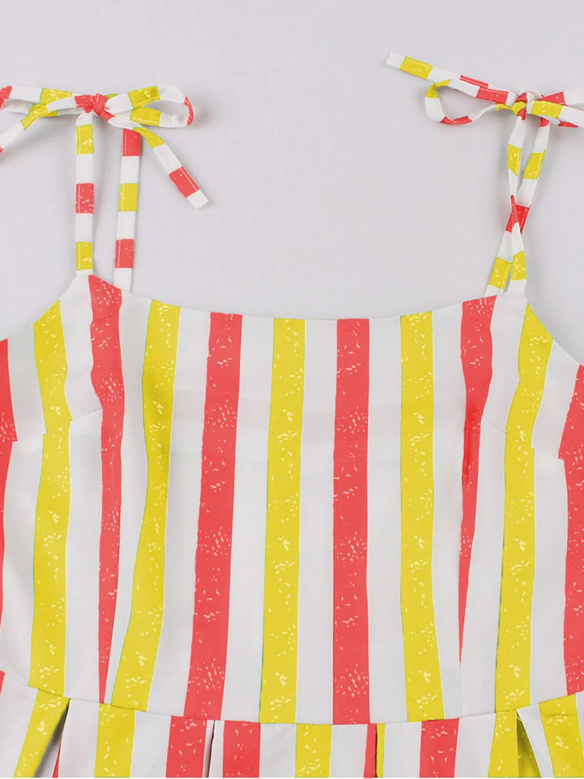 Pink 1950s Shoulder Tie Belted Stripes Dress - Image 10