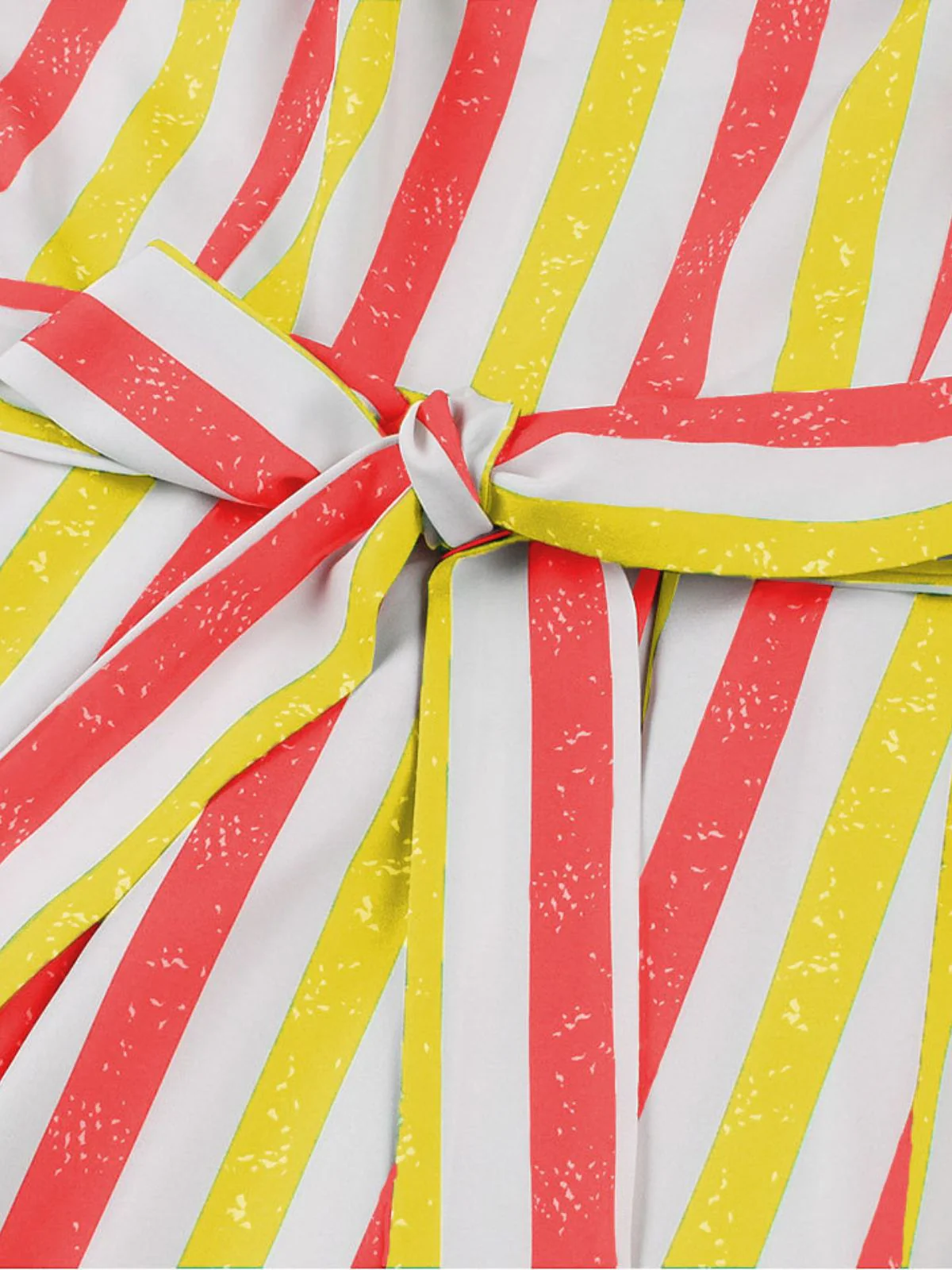 Pink 1950s Shoulder Tie Belted Stripes Dress - Image 11