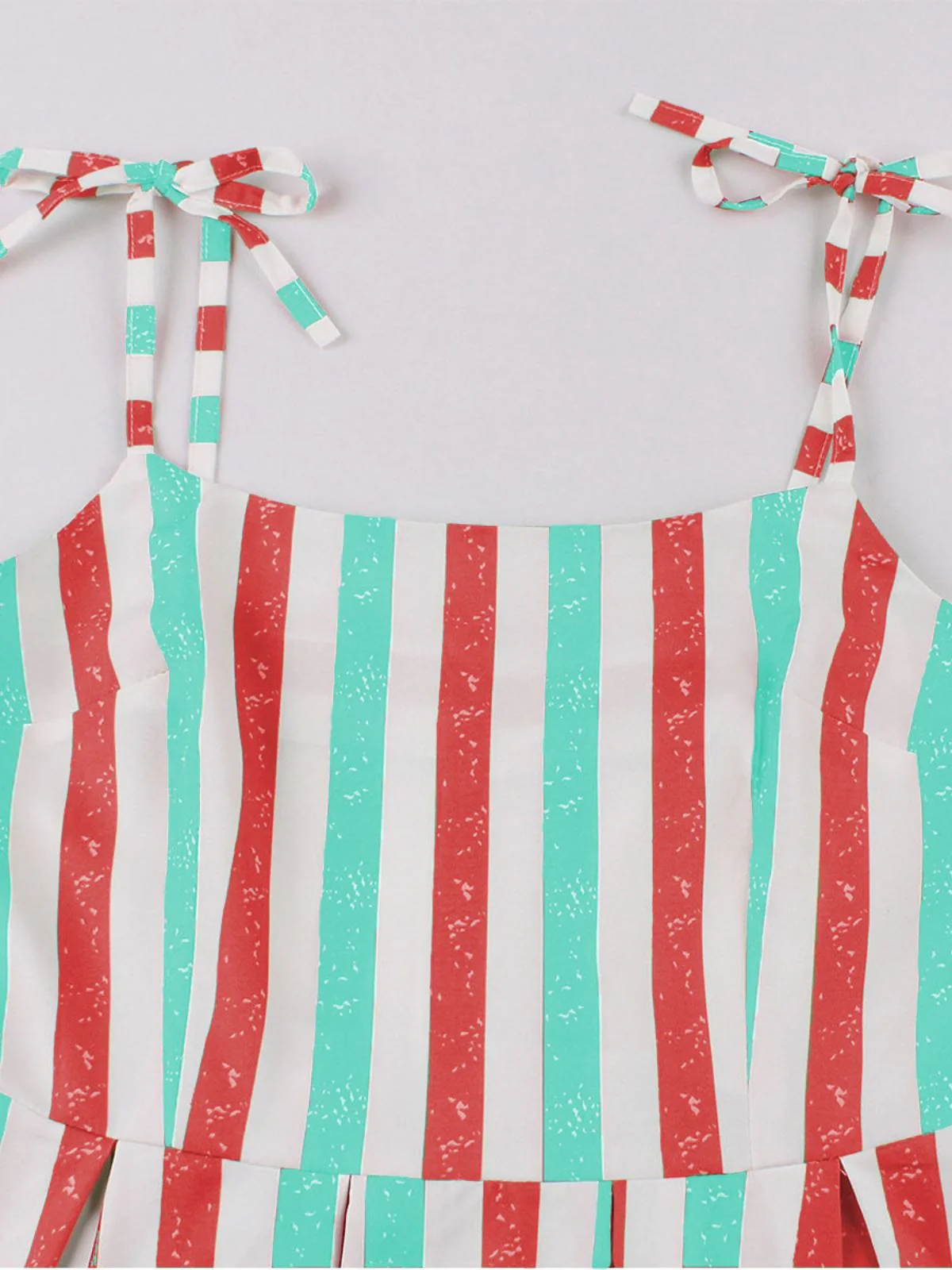 Pink 1950s Shoulder Tie Belted Stripes Dress - Image 6