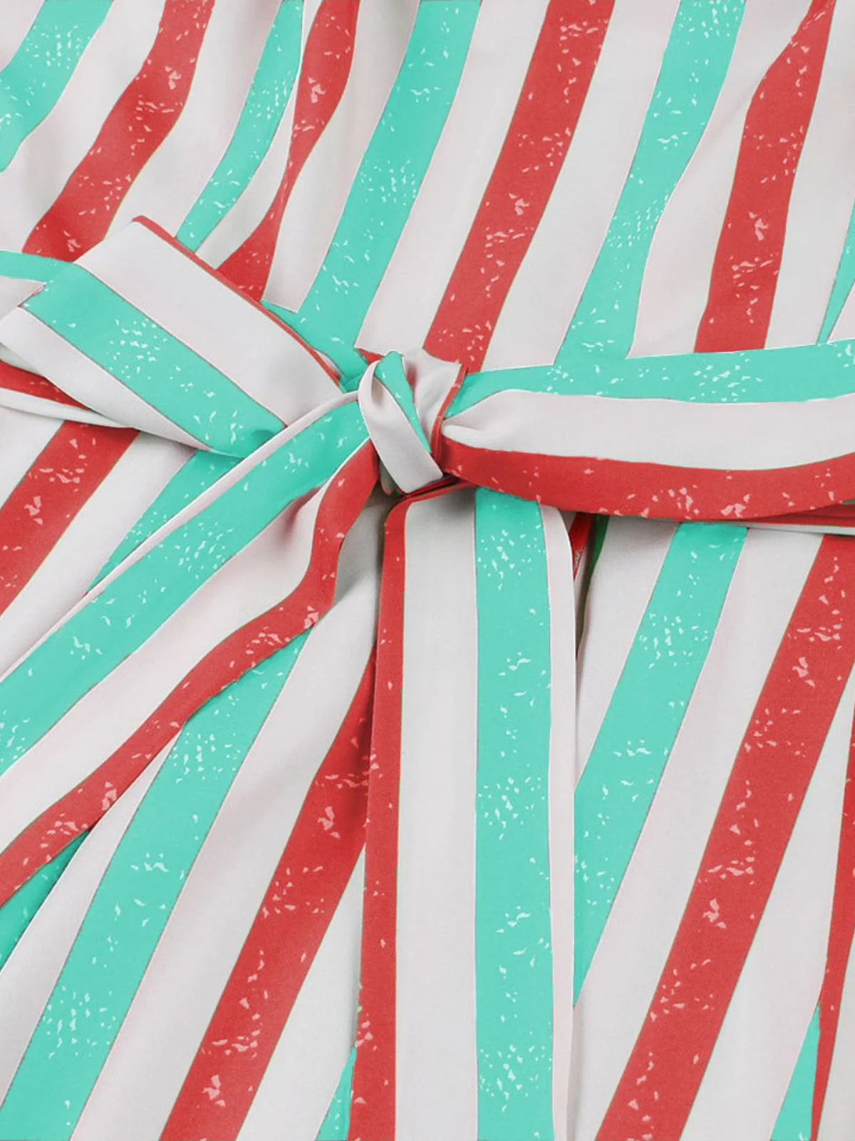 Pink 1950s Shoulder Tie Belted Stripes Dress - Image 7
